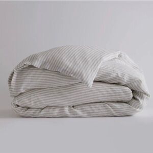 NWOT Quince European Linen Duvet Queen Cover in Grey & White Stripe